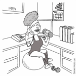 Woman exercising at her desk